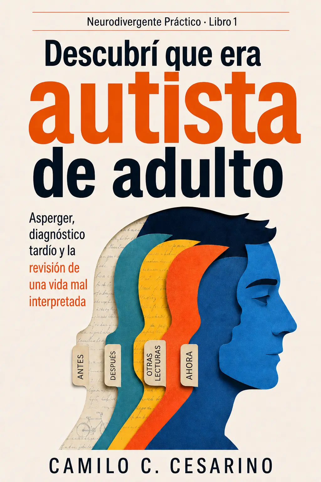 Portada de Descubrí que era autista de adulto, libro 1 de Neurodivergente Práctico, de Camilo C. Cesarino.