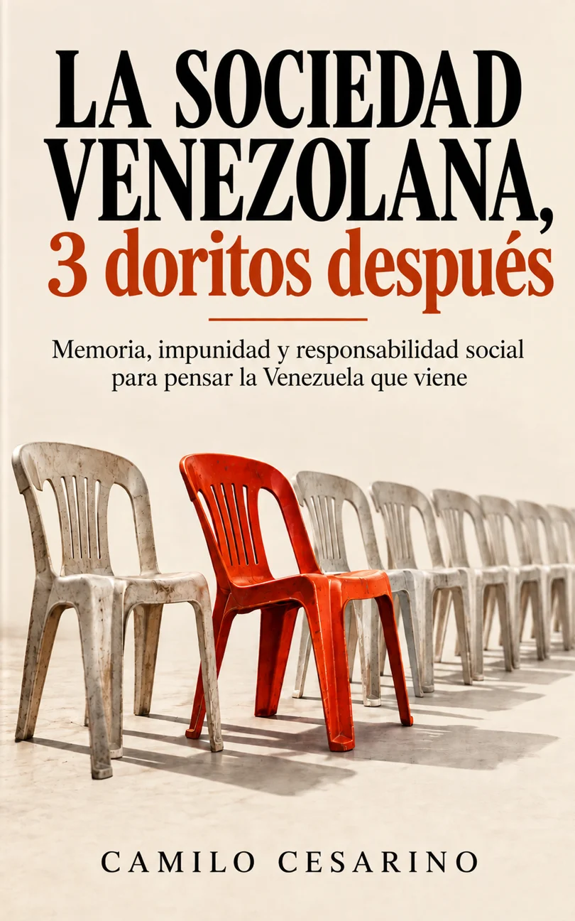 Cubierta de la edición española de La sociedad venezolana, 3 doritos después.
